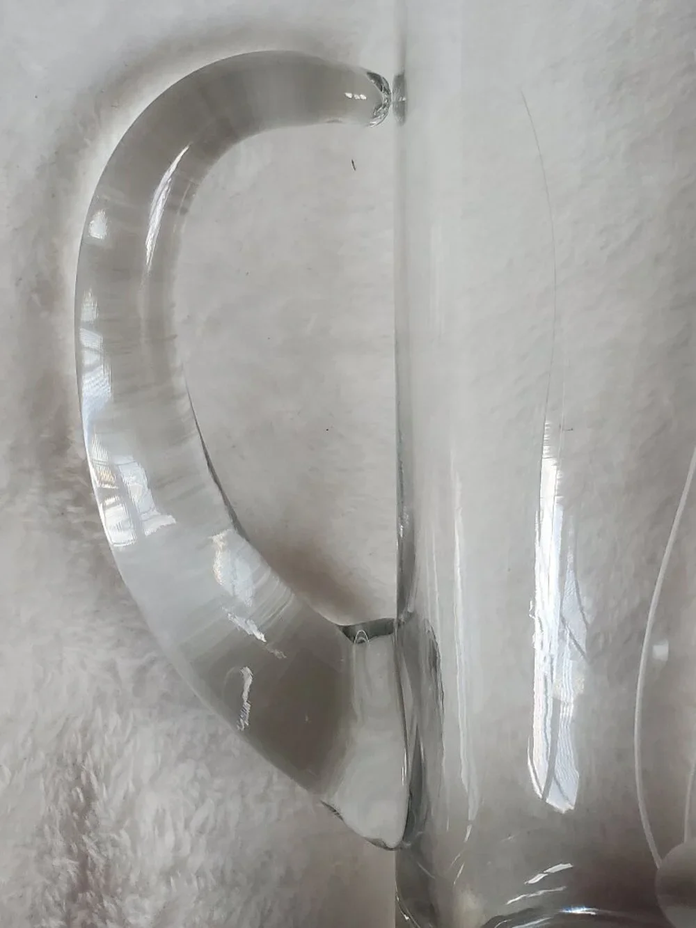 Glass 8 1/2” Clear Martini Pitcher with Etched design Vintage Like New!